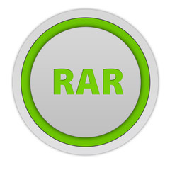 RAR circular icon on white background
