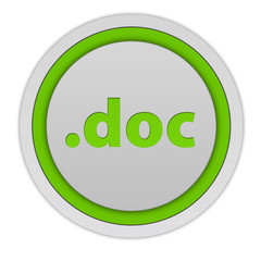 .doc circular icon on white background