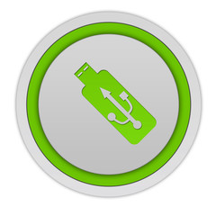 Usb circular icon on white background