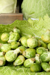 Still life with Brussels cabbages close-up