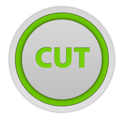 Cut circular icon on white background