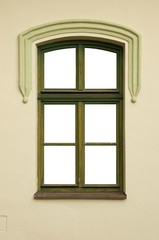 Window with a wooden green frame