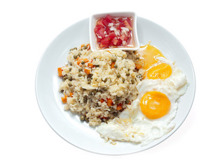 fried rice with fried eggs