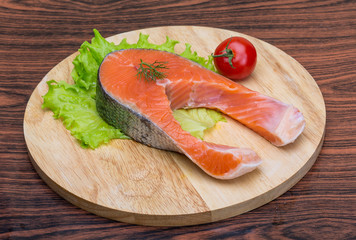Raw salmon steak