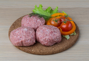 Raw burger cutlet