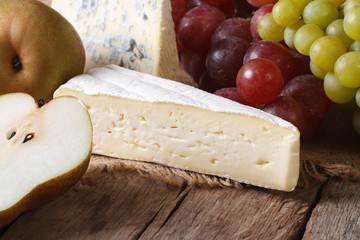 Molded cheese, grapes and pears horizontal rustic style