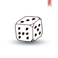 Dice icon, hand drawn vector illustration.