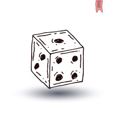 Dice icon, hand drawn vector illustration.