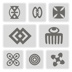 set of monochrome icons with adinkra symbols for your design