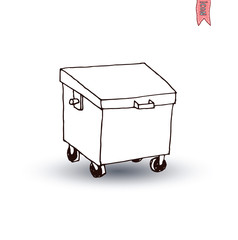 trash can icons set, vector illustration