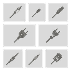 Obraz premium set of monochrome icons with different power cord plug