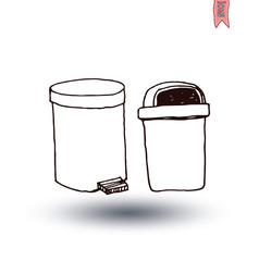 trash can icons set, vector illustration