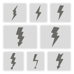 set of monochrome icons with lightning for your design