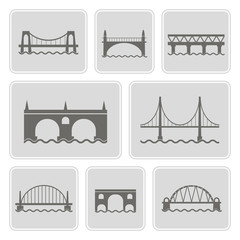 set of monochrome icons with different bridges for your design