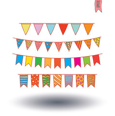 Bunting collection set, vector illustration.