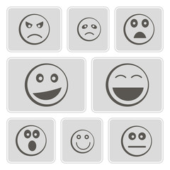set of monochrome icons with smilies for your design