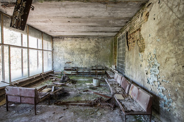waiting room in No 126 hospital, Pripyat, Chernobyl Zone