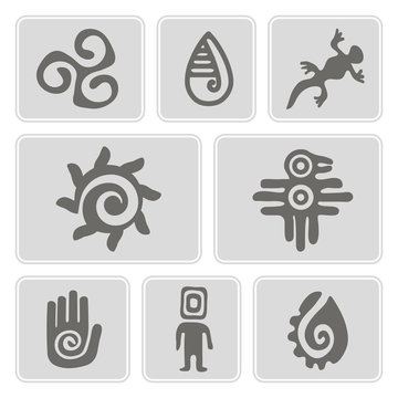 set of icons with Mexican relics dingbats characters
