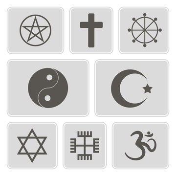 set of monochrome icons with  religious symbols for your design