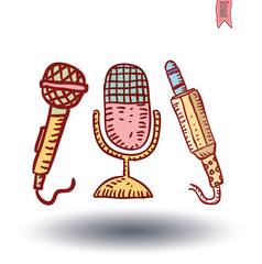 Retro microphone , hand drawn illustration.