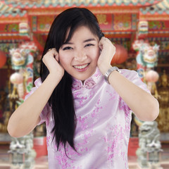 Cute chinese girl in the temple