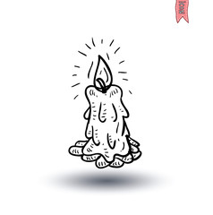 Candle icon, hand drawn vector illustration.