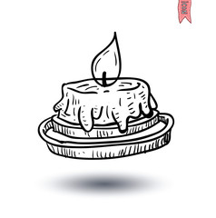 Candle icon, hand drawn vector illustration.