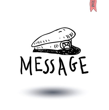 Hat Mail Icon, Hand-drawn vector illustration