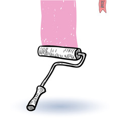 Paint roller icon, vector illustration