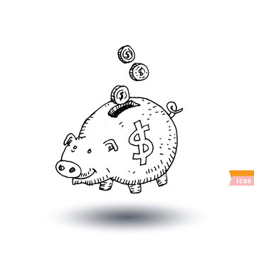 pig Money, hand drawn vector illustration