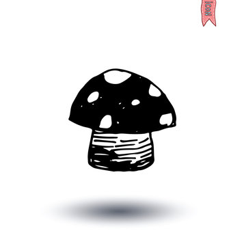 Food icon mushroom, vector illustration.