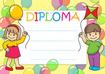 Diploma for children - obrazy, fototapety, plakaty