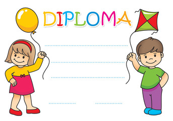 Diploma for children - obrazy, fototapety, plakaty