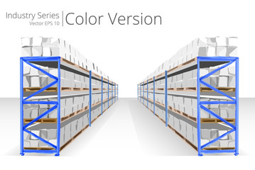 Vector illustration of Warehouse Shelves, Color Series. - obrazy, fototapety, plakaty