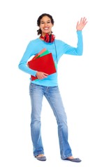 Fototapeta premium Young student woman with books