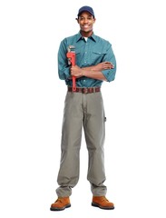 African American plumber man.