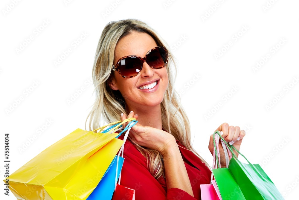 Wall mural Beautiful woman with shopping bags