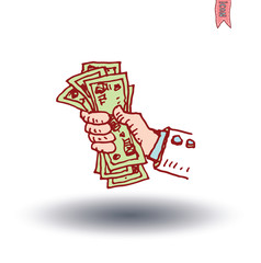 Bank icon, hand drawn illustration.