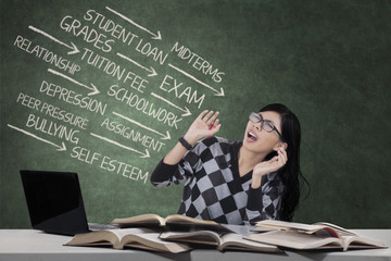 Stressful schoolgirl facing many problems