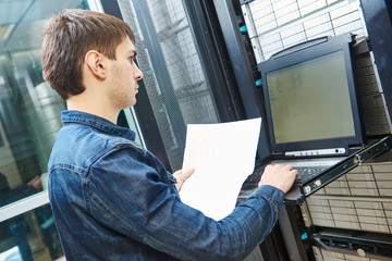 service engineer in server room