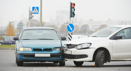 automobile crash collision in urban street