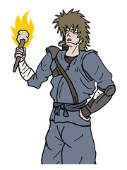 Samurai with torch