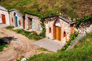 Fototapeta na wymiar Wine cellars in village Kobyli
