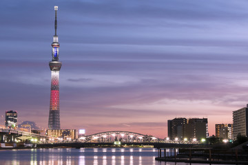 夕焼けトワイライト 東京スカイツリーライトアップ （2014年12月）