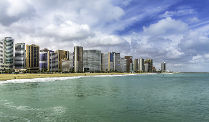 Fortaleza Beach with tall buildings in Ceara state, Brazil