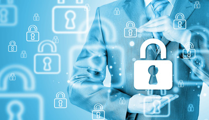 lock security businessman protect concept