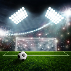Obraz premium Piłka nożna na zielonej arenie stadionu