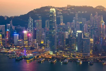 Stoff pro Meter Skyline von Hongkong, China. © orpheus26
