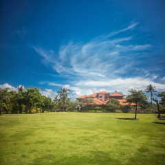 Fototapeta na wymiar Villa in tropical garden