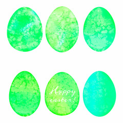 Set of watercolor eggs. Easter design elements.